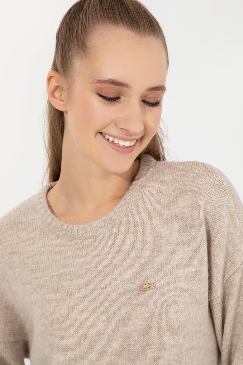 Kadın Taş Melanj Triko Elbise - 50257827004