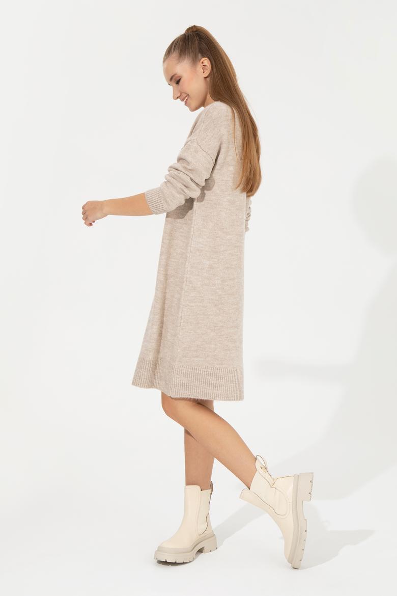 Kadın Taş Melanj Triko Elbise - 50257827004