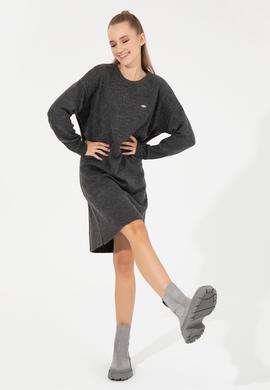 Kadın Antrasit Melanj Triko Elbise - 50257827011