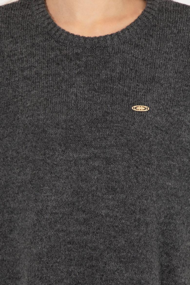 Kadın Antrasit Melanj Triko Elbise - 50257827011