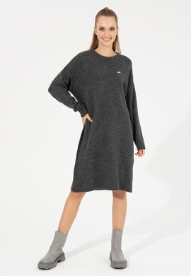 Kadın Antrasit Melanj Triko Elbise - 50257827011