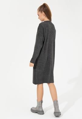 Kadın Antrasit Melanj Triko Elbise - 50257827011