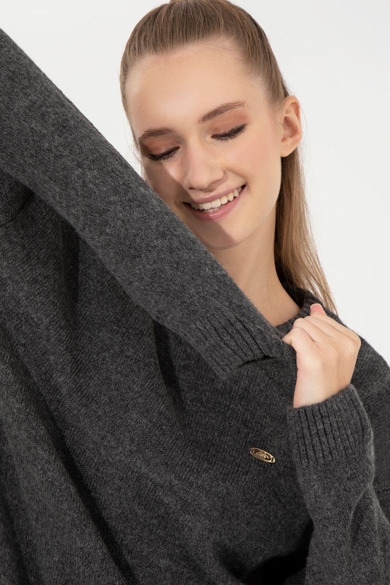 Kadın Antrasit Melanj Triko Elbise - 50257827011