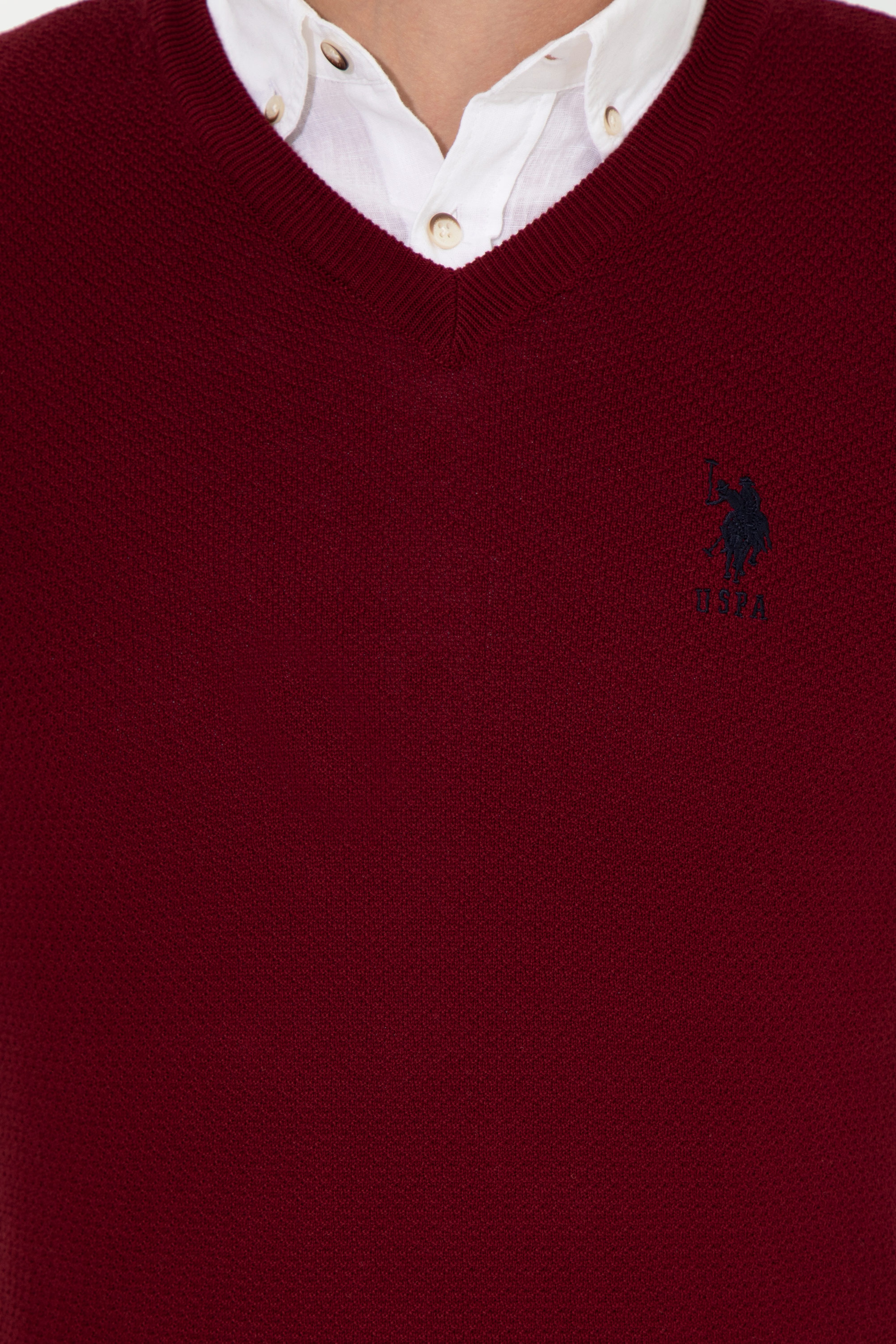 Erkek Bordo V Yaka Basic Triko Kazak - Image 6