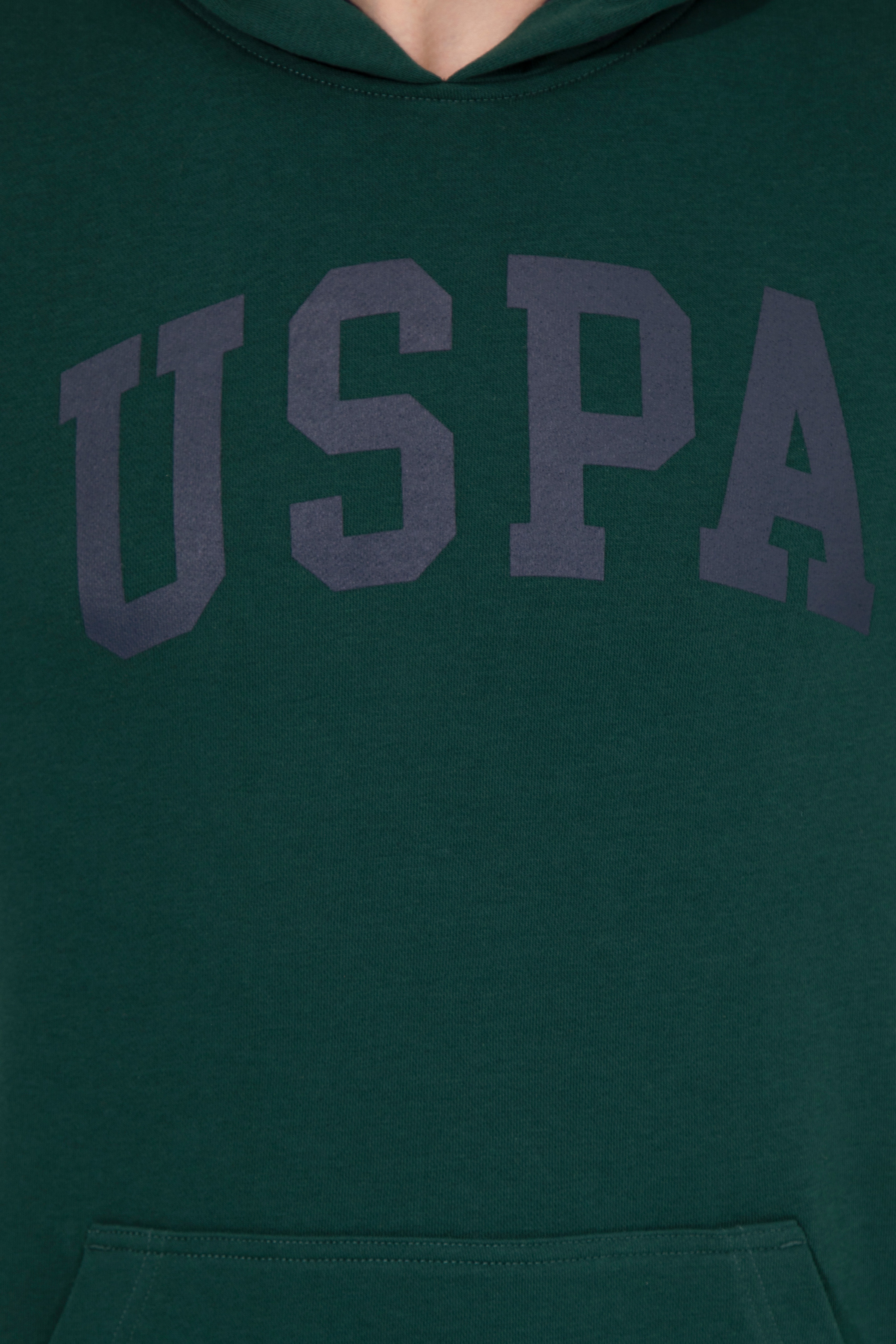 Erkek Yeşil Kapüşonlu Basic Sweatshirt