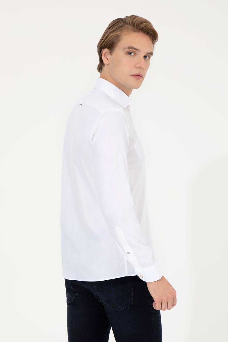 Erkek Beyaz Uzun Kollu Basic Gömlek - 50256694018