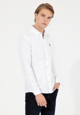 Erkek Beyaz Uzun Kollu Basic Gömlek - 50256694018