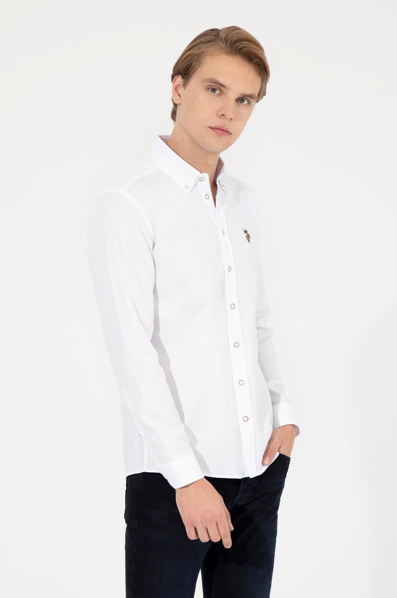 Erkek Beyaz Uzun Kollu Basic Gömlek