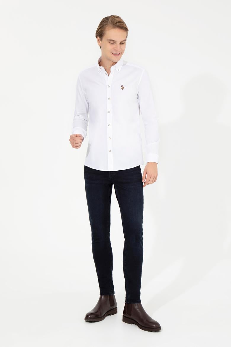 Erkek Beyaz Uzun Kollu Basic Gömlek - 50256694018