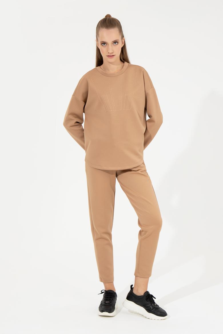 Kadın Camel Bisiklet Yaka Sweatshirt - 50256503006