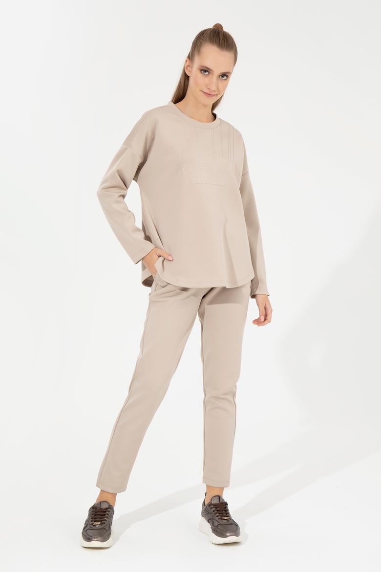 Kadın Taş Bisiklet Yaka Sweatshirt - 50256503029