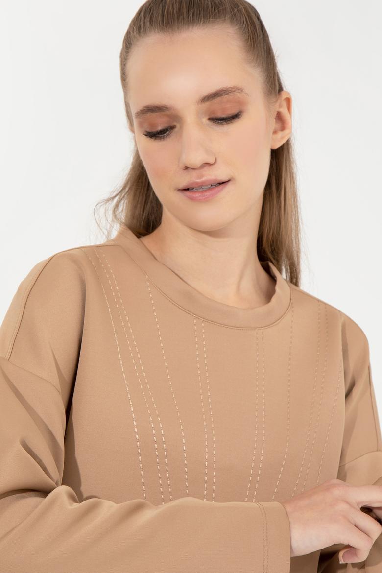 Kadın Camel Bisiklet Yaka Sweatshirt - 50256503006