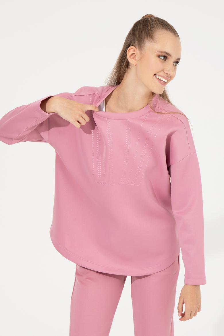 Kadın Manolya Bisiklet Yaka Sweatshirt