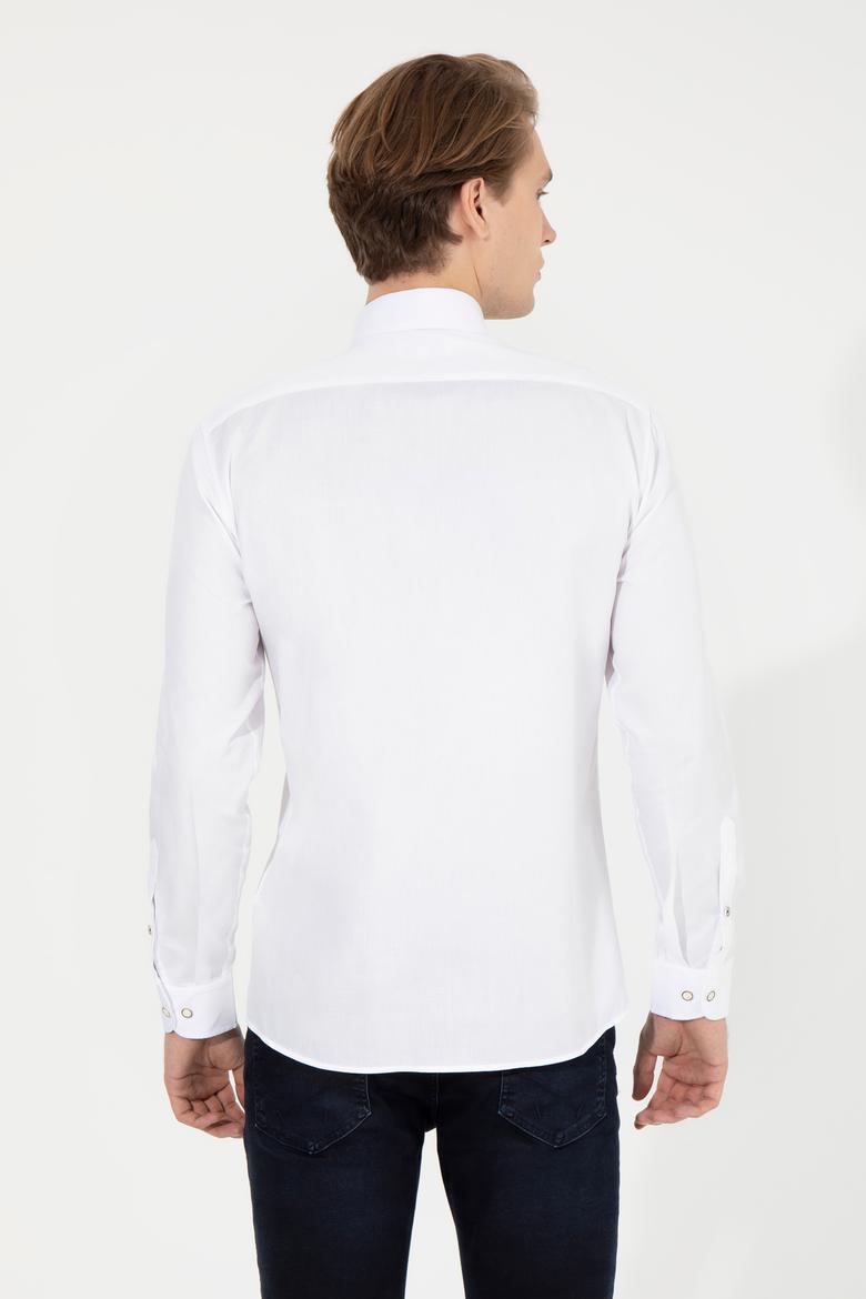 Erkek Beyaz Uzun Kollu Basic Gömlek - 50256733023