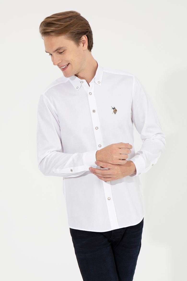 Erkek Beyaz Uzun Kollu Basic Gömlek - 50256733023