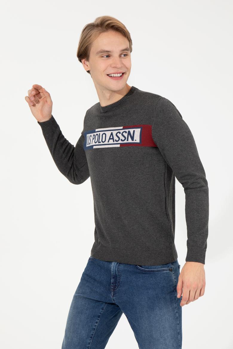 Erkek Antrasit Melanj Bisiklet Yaka Triko Kazak - 50253972014