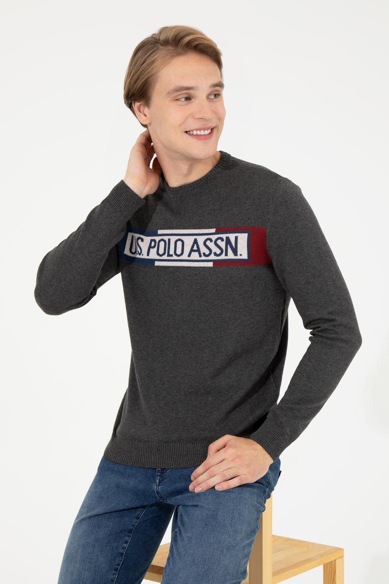 Erkek Antrasit Melanj Bisiklet Yaka Triko Kazak