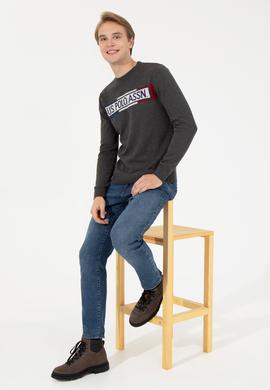 Erkek Antrasit Melanj Bisiklet Yaka Triko Kazak - 50253972014