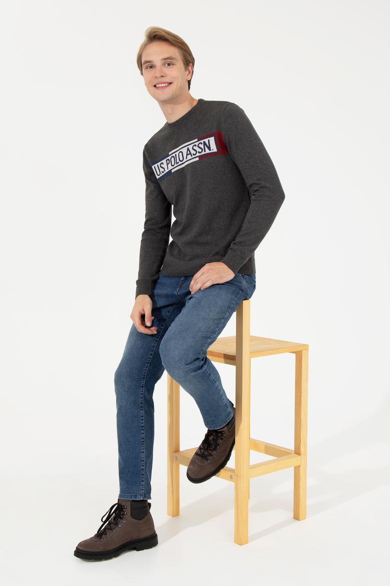 Erkek Antrasit Melanj Bisiklet Yaka Triko Kazak - 50253972014