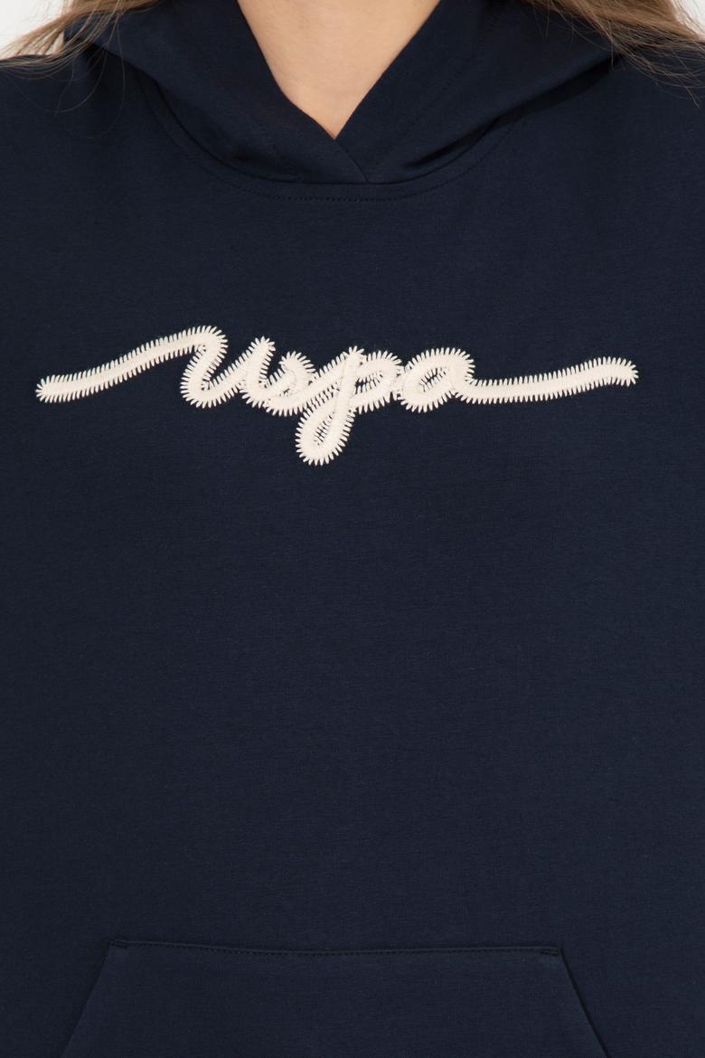 Kadın Lacivert Kapüşonlu Sweatshirt - 50261255004