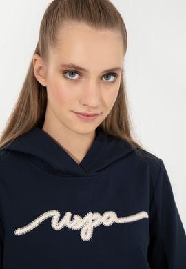 Kadın Lacivert Kapüşonlu Sweatshirt - 50261255004