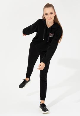 Kadın Siyah Kapüşonlu Sweatshirt - 50261239014