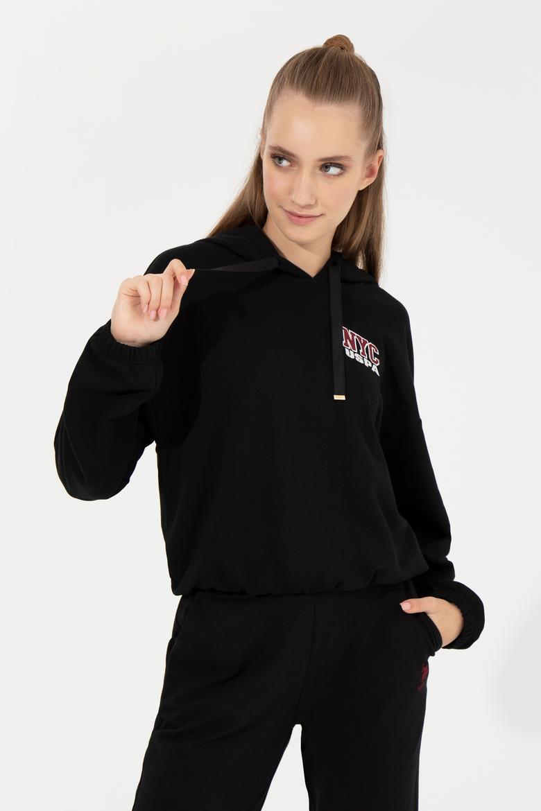 Kadın Siyah Kapüşonlu Sweatshirt