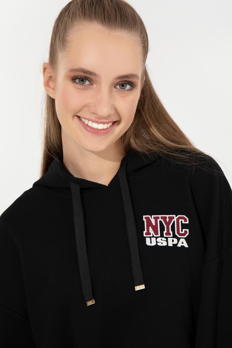 Kadın Siyah Kapüşonlu Sweatshirt - 50261239014