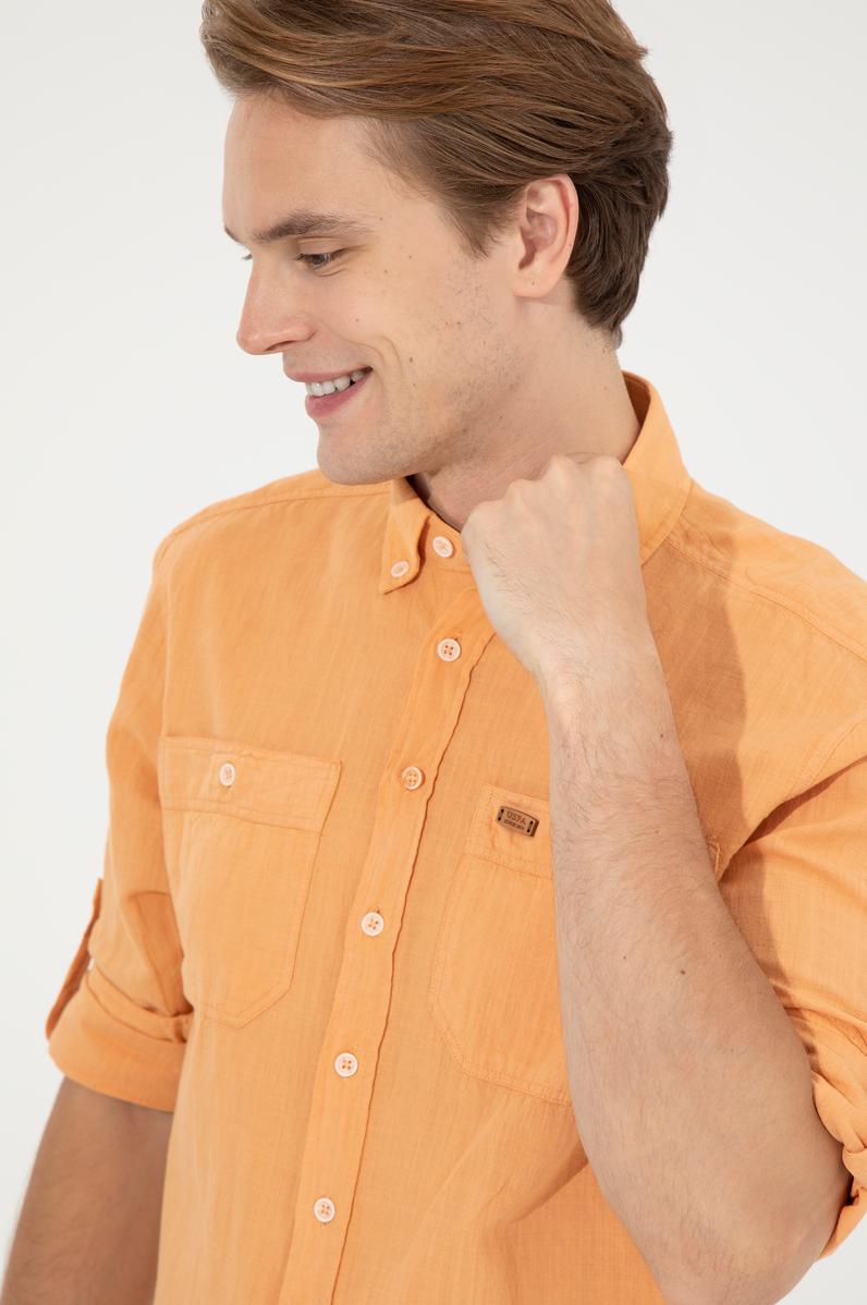 Erkek Turuncu Uzun Kollu Gömlek