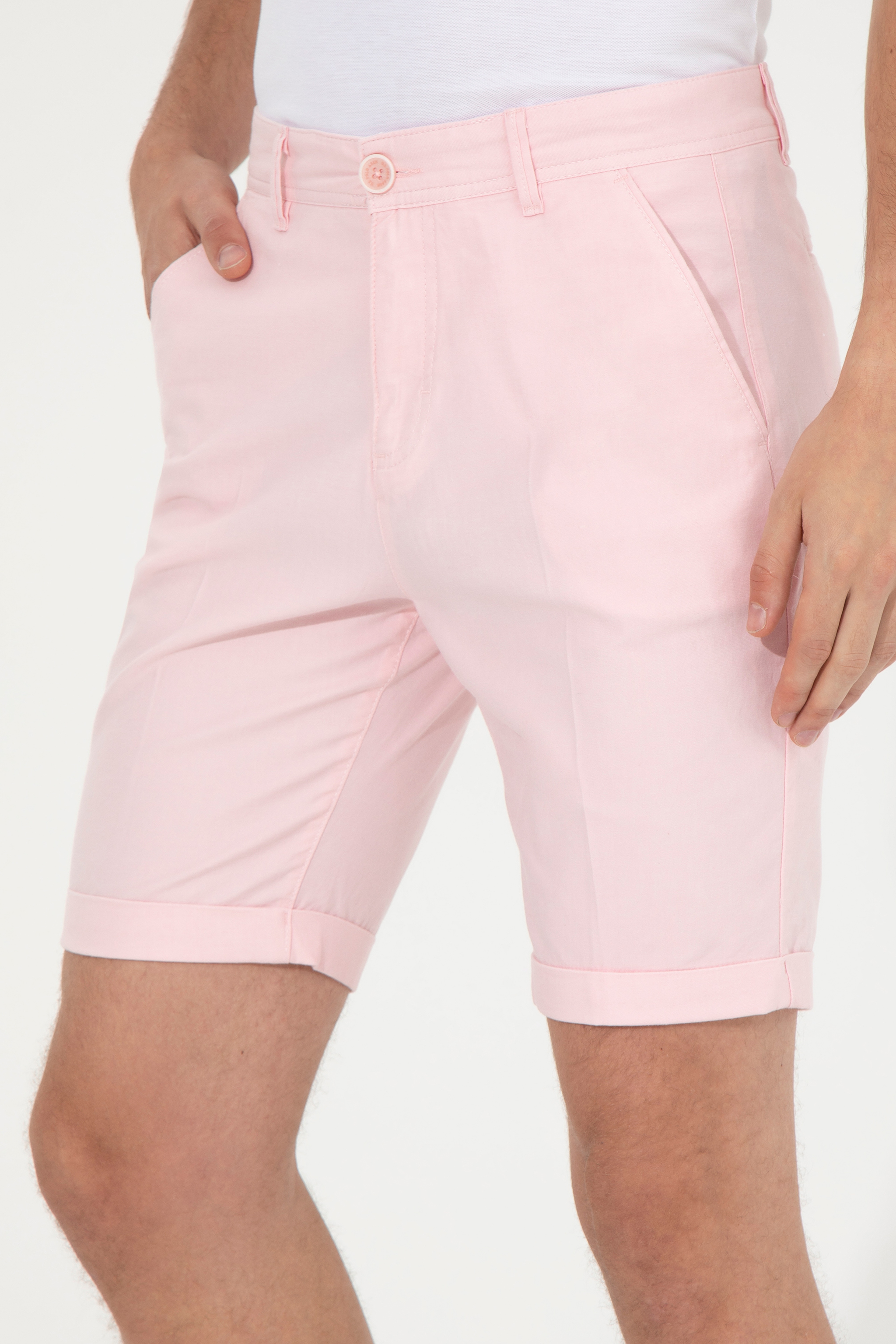 Erkek Pembe Dokuma Şort