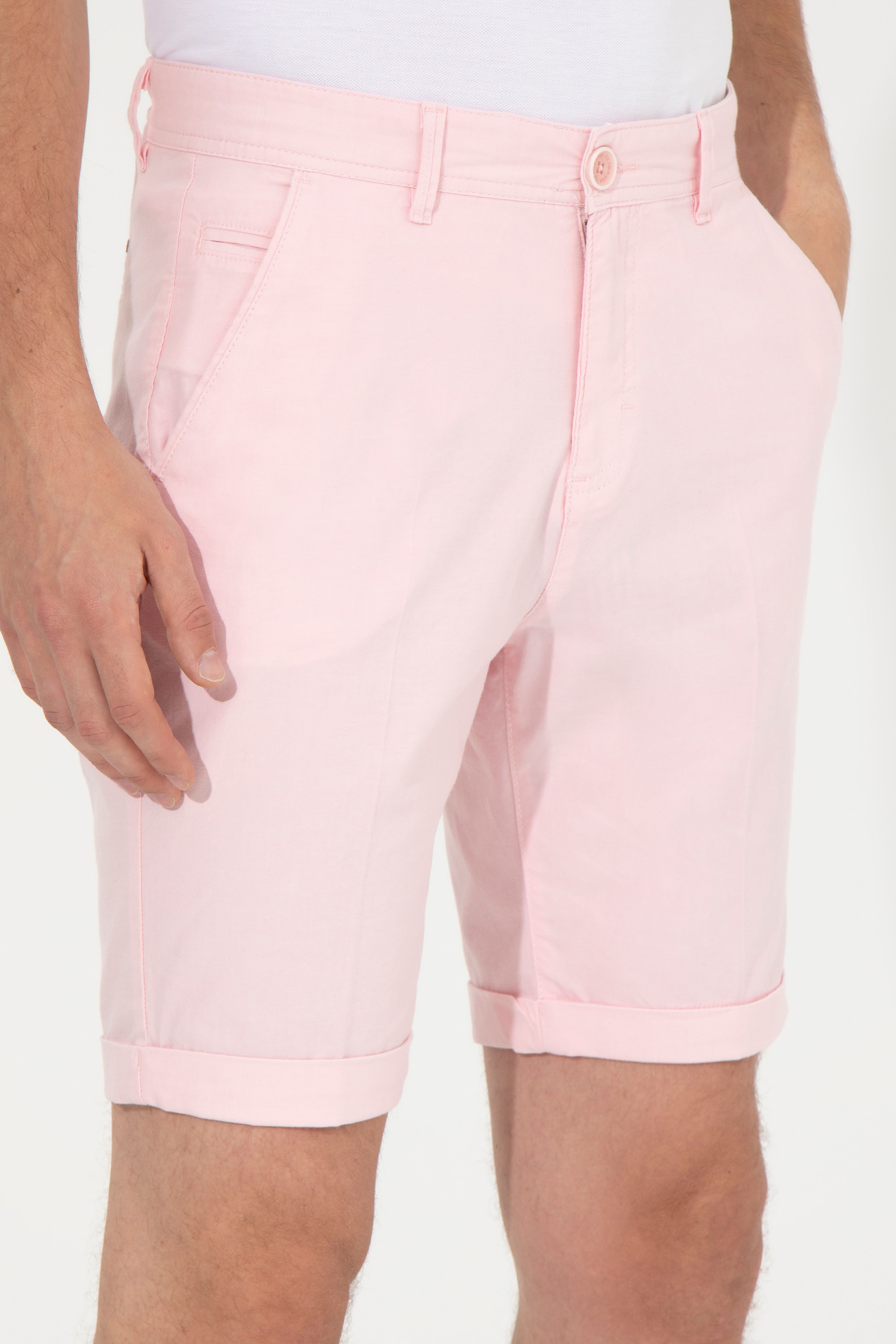 Erkek Pembe Dokuma Şort - Image 6