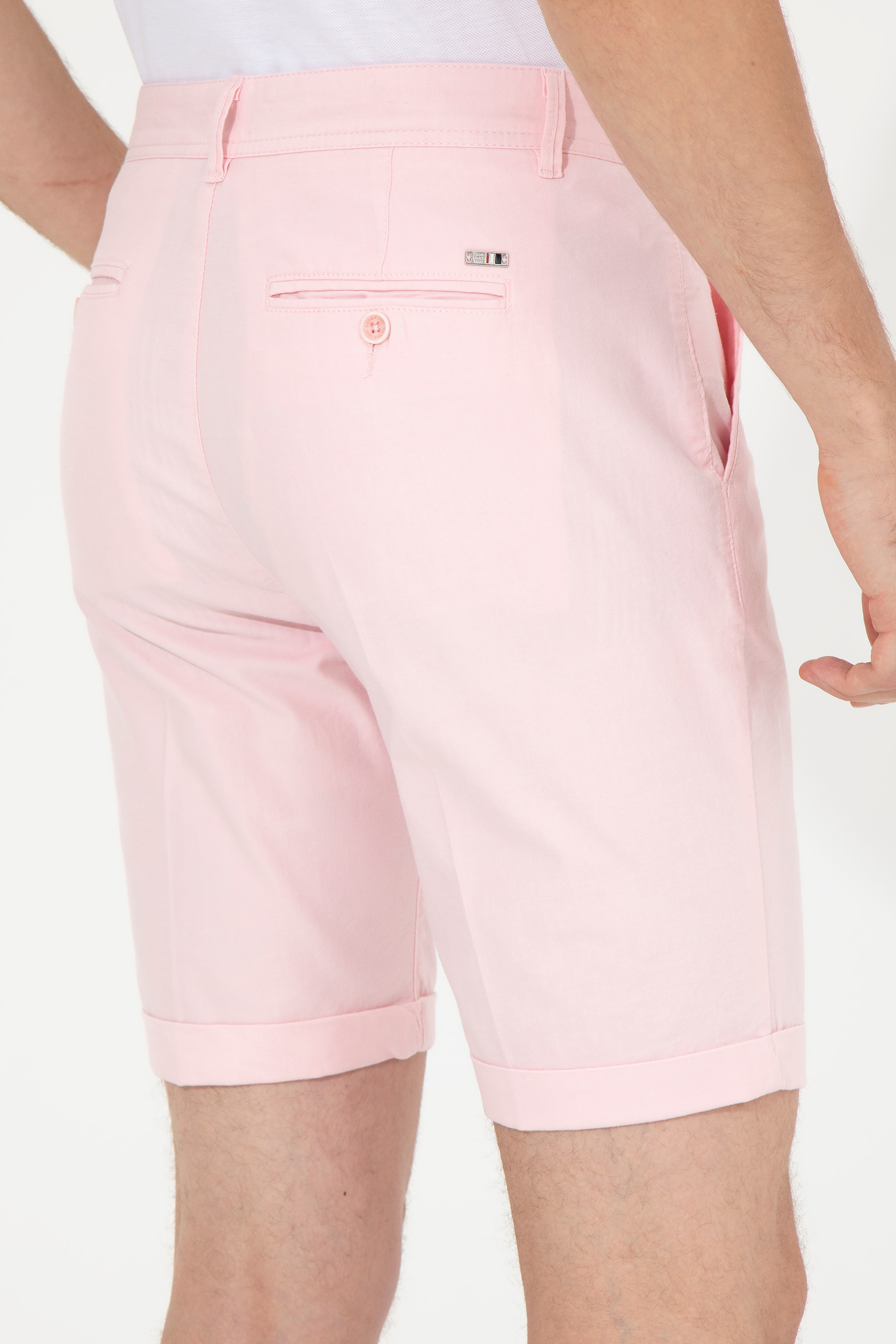 Erkek Pembe Dokuma Şort - Image 7