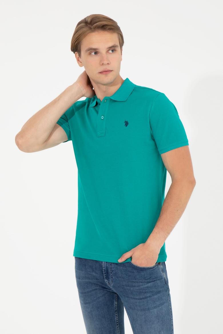Erkek Koyu Mint Polo Yaka Basic T-Shirt - 50249149326