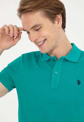 Erkek Koyu Mint Polo Yaka Basic T-Shirt - 50249149326
