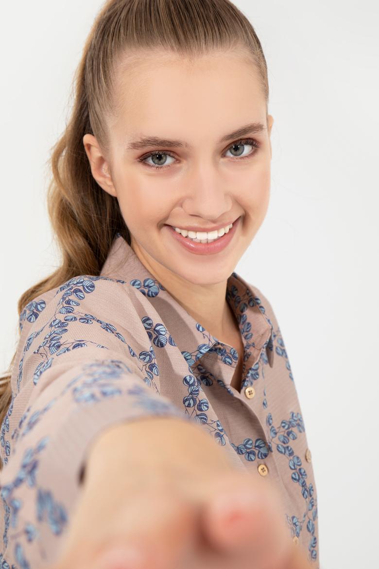 Kadın Taş Uzun Kollu Gömlek - 50253845004