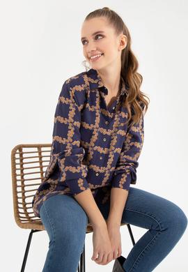 Kadın Mavi Uzun Kollu Gömlek - 50253845013