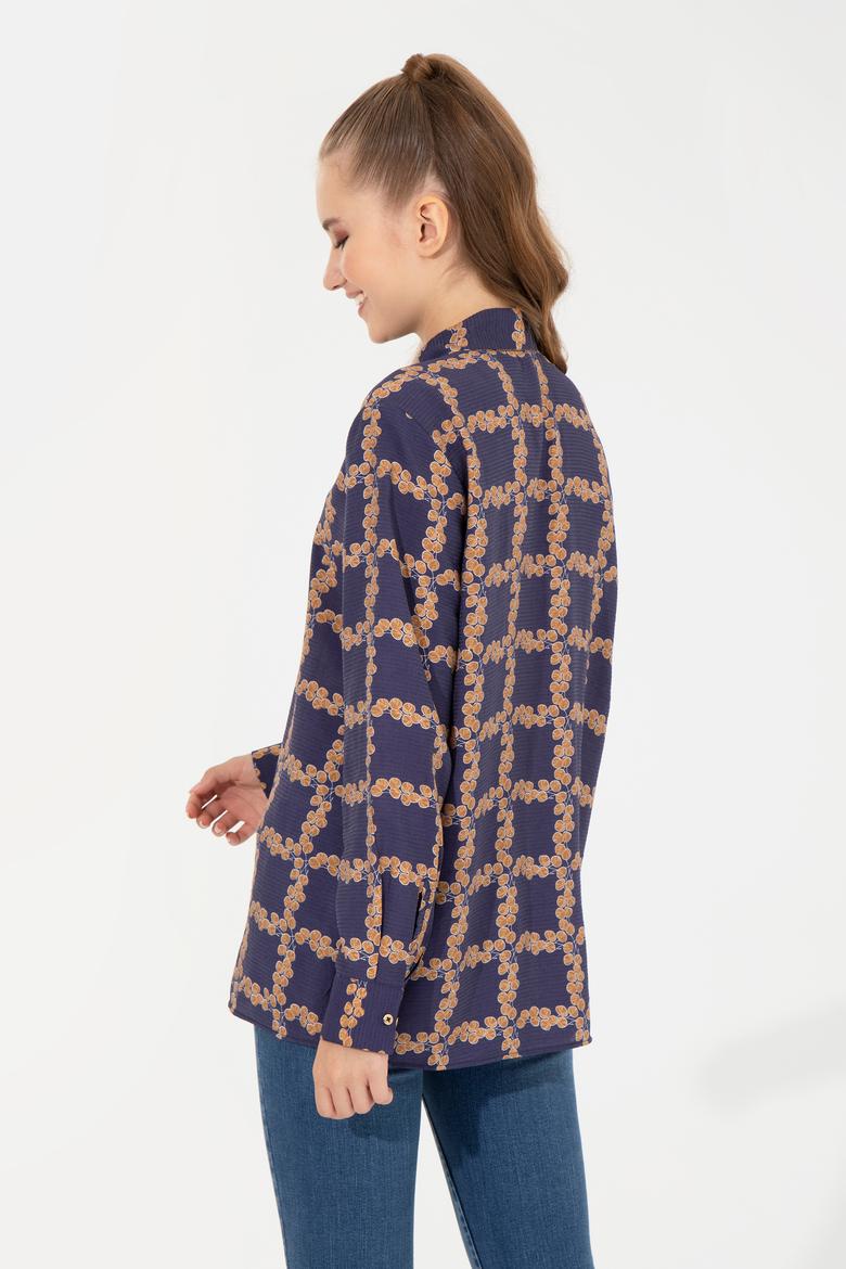 Kadın Mavi Uzun Kollu Gömlek - 50253845013