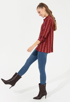 Kadın Vişne Uzun Kollu Gömlek - 50257002021