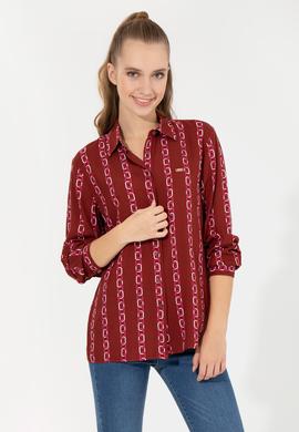 Kadın Vişne Uzun Kollu Gömlek - 50257002021
