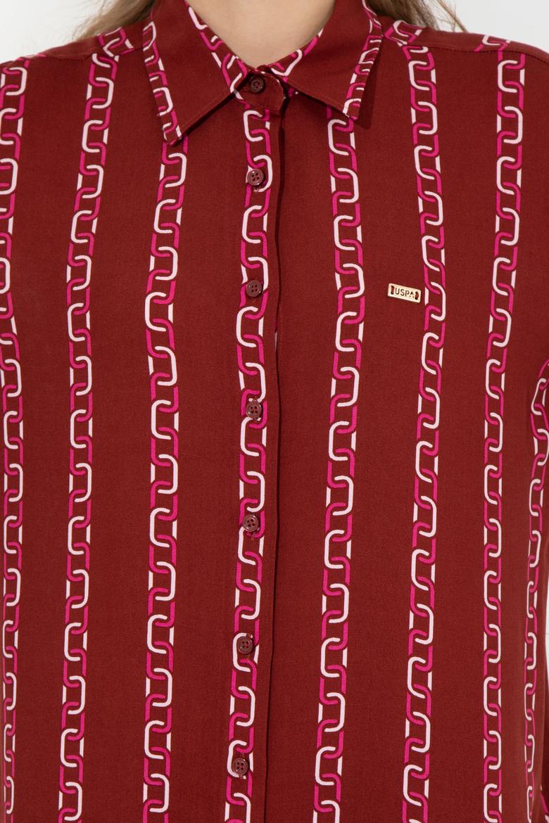 Kadın Vişne Uzun Kollu Gömlek - 50257002021