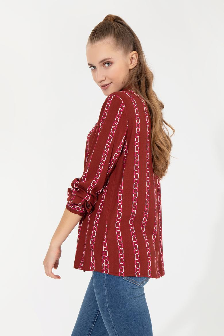 Kadın Vişne Uzun Kollu Gömlek - 50257002021