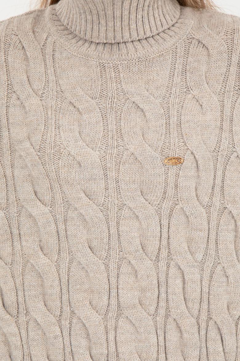 Kadın Taş Melanj Balıkçı Yaka Kazak - 50254500021