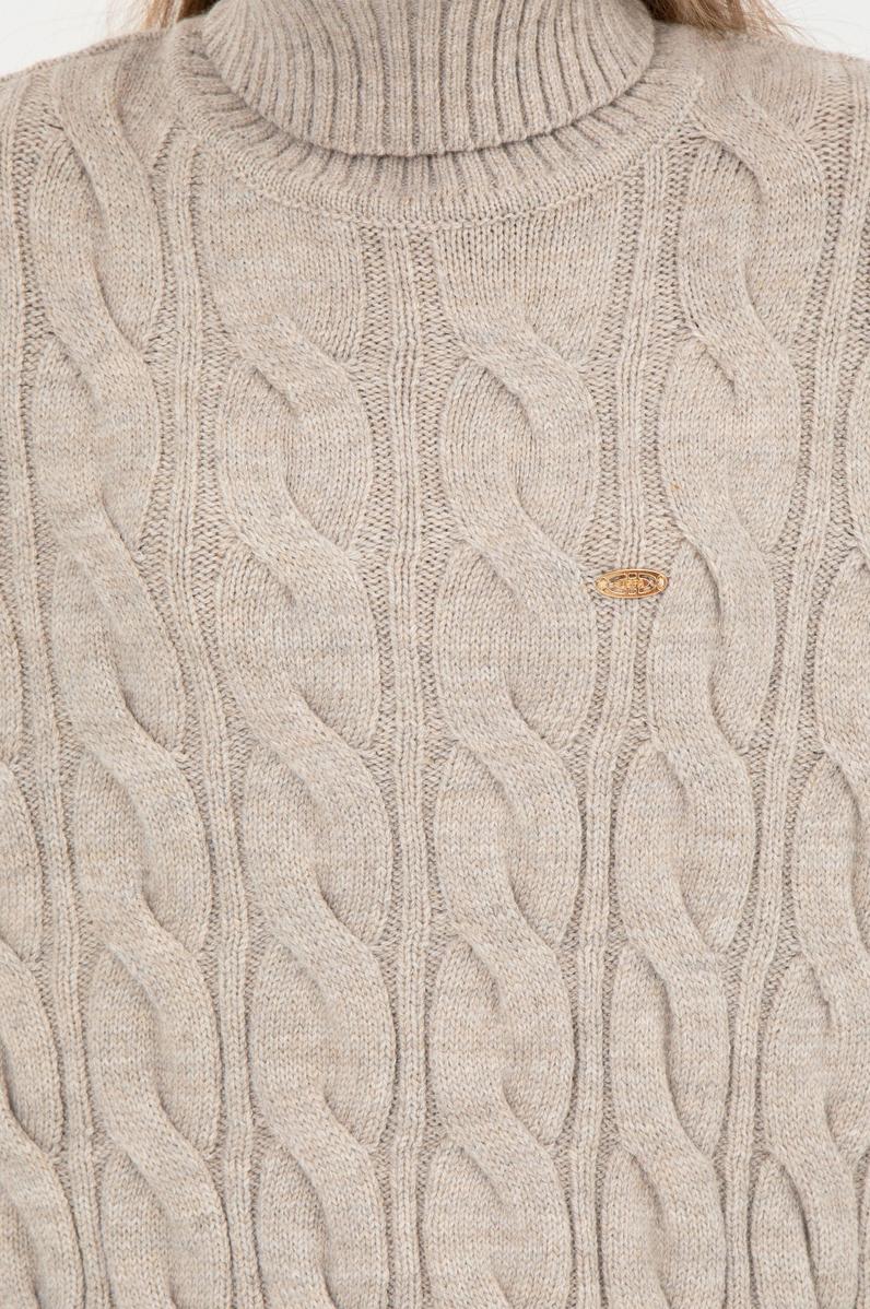 Kadın Taş Melanj Balıkçı Yaka Kazak