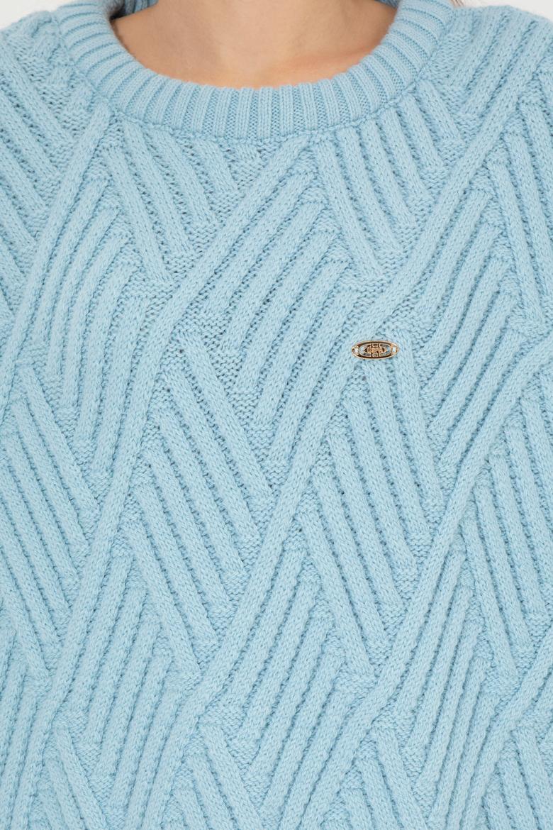 Kadın Mavi Bisiklet Yaka Kazak - 50254292015