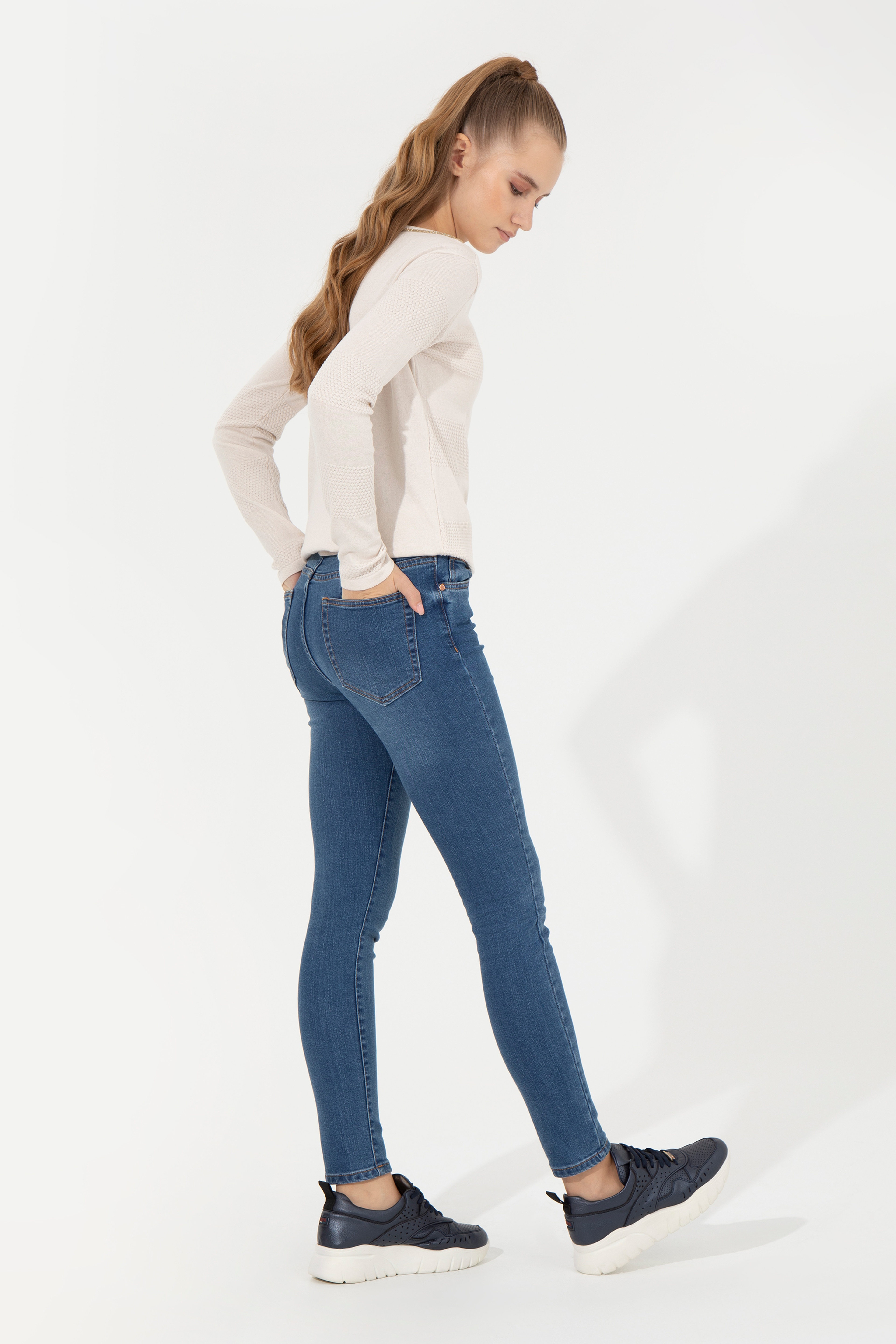 Kadın Mavi Skinny Fit Jean Pantolon