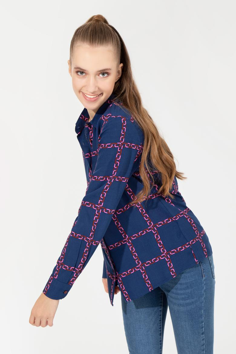 Kadın Vişne Uzun Kollu Gömlek - 50254396002