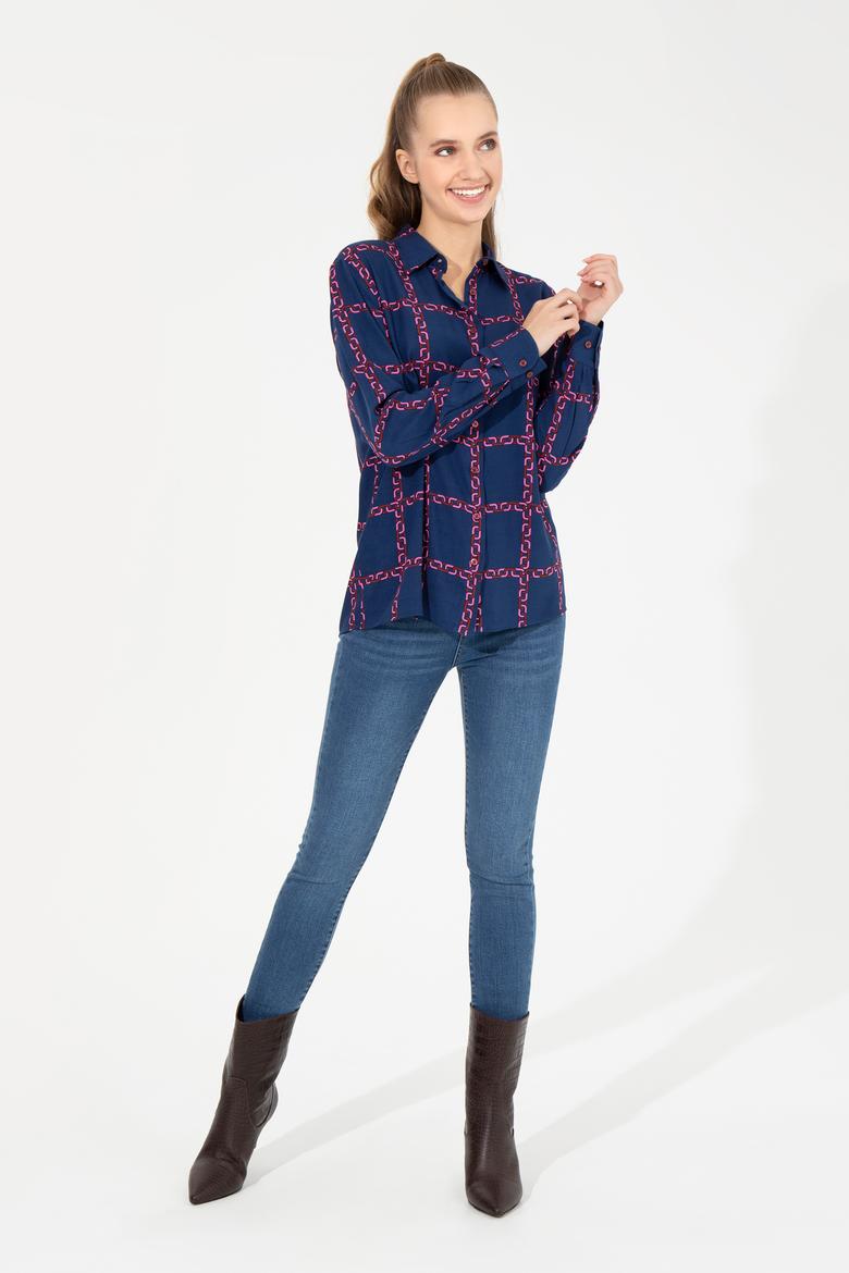 Kadın Vişne Uzun Kollu Gömlek - 50254396002