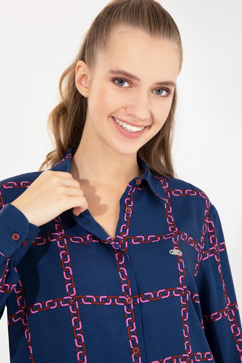 Kadın Vişne Uzun Kollu Gömlek - 50254396002