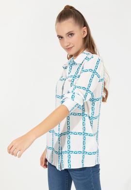 Kadın Ekru Uzun Kollu Gömlek - 50254396012
