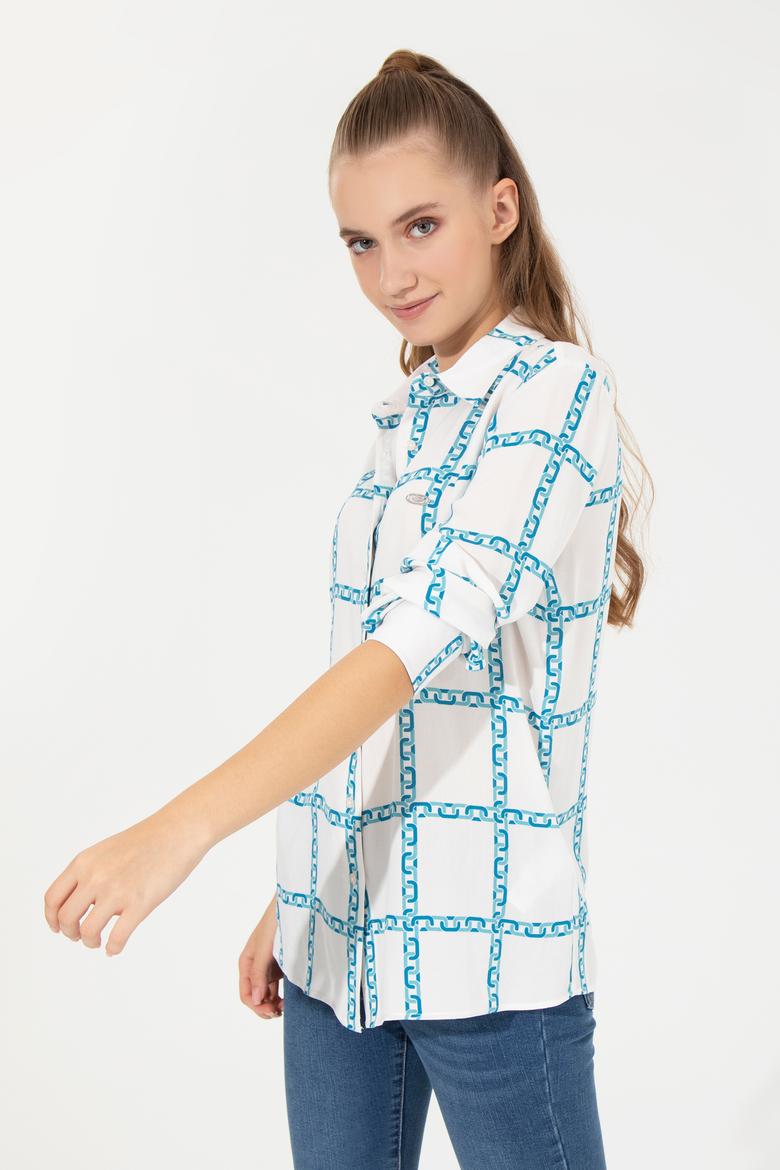 Kadın Ekru Uzun Kollu Gömlek - 50254396012